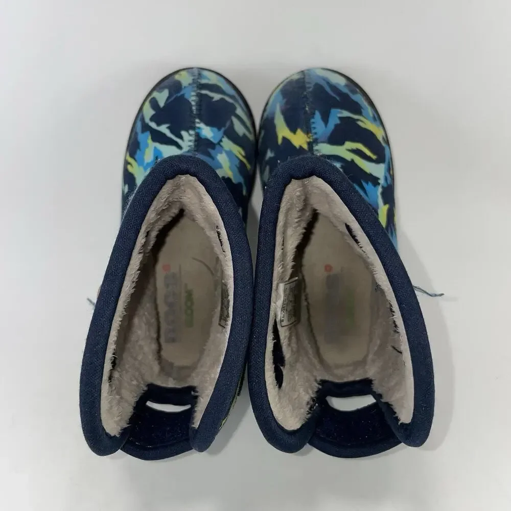 Bogs Bogs II Rain Boots Kids Size 9 Blue Faux Fur Lined Winter Snow Sport Camo